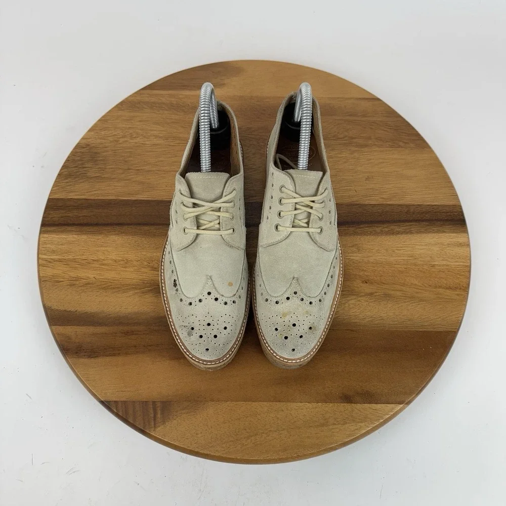 Womens Church's‎ Keely Taupe Suede Platform Wingtip Eyelet Oxfords Size EU 37